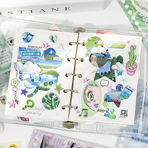 Monsoon Postbox Sticker Book, 30 Sheets Japanese Decals | Glossy, matte, textured finishes; clean-edge cuts; journals, scrap albums, planners, prayer, vision boards, cards, crafts - color: Dream Monsoon
