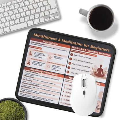 Mindfulness Meditation Mouse Pad, 5-4-3-2-1 Grounding Technique Desk Mat, Non-Slip Smooth Mousepad for Stress Relief Anxiety Relief - color: Mindfulness Stress Relief
