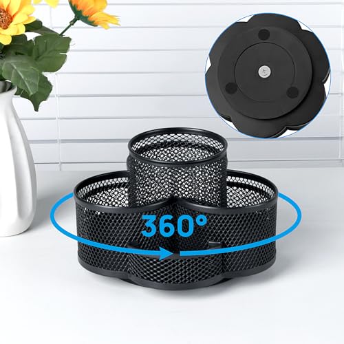 Topwey Pen Holder for Desk, 360 Rotating Pencil Holder, Cup Holder for Desk Office, Desk Organizers and Accessories in Black - color: Black