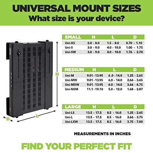 HIDEit Mounts Uni-NSM Mount - Black Steel Adjustable 1U Network Device Wall Mount for A/V Components, Mount for Network Switch, Ethernet Splitter and Ethernet Switch - size: USA Made Network Switch