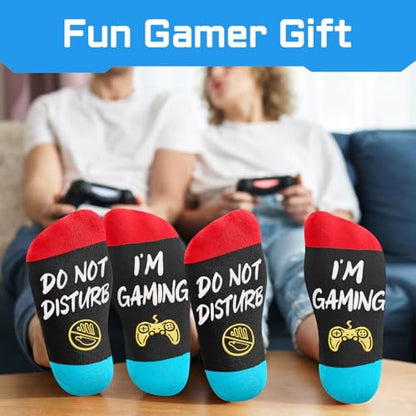 Gamer Gifts for Men - Gaming Stocking Stuffers for Teen Boys, Video Game Socks for Adults with Keychain