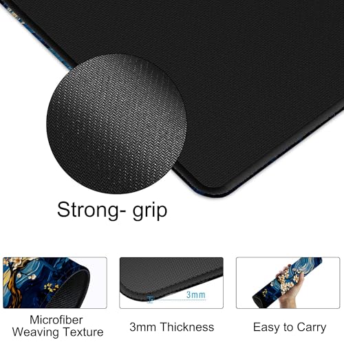 Starry Night Over A Blossom Tree Gaming Mouse Pad Large Desk Mat Extended Keyboard Anime Mousepad with Non-Slip Base and Stitched Edge for Desk Home Office Gaming,31.5 x 11.8 Inch - color: Starry Night over A Blossom Tree, size: 11.8*31.5inch
