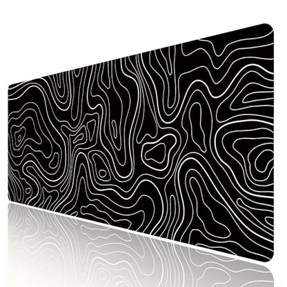 HGWALP Black Topographic Large Gaming Mouse Pad Extended XXL(900 * 400 * 3MM) Mouse Mat Long Desk Pad with Stitched Edges for Keyboard Home Office Gaming Work Big Desk Mat - color: Black TOPO