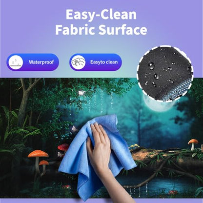 Large Gaming Mouse Pad (31.5" x 15.8") - Enchanted Forest Night Mushrooms and Fairies Fairy Tale, Extra XXL Office Accessories, Premium Stitched Anti-Slip Office Desk Mat - color: Fantasy Forest