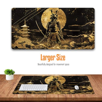 VNDL Large Japanese Black and Gold Gaming Mouse Pad, Sea Waves, Premium Non-Slip Anime Desk Pad for Office, Extended XL XXL Mouse Mat and Laptop Pad, Waterproof and Stiched Edges 31.5 x 15.7 in (gs1) - color: gs1