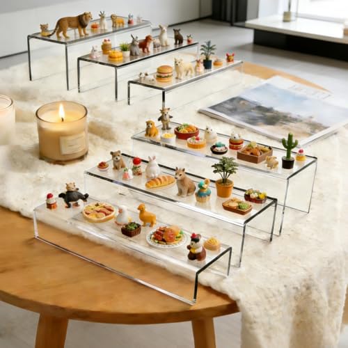MerryNine Clear Acrylic Display Risers Stable Multi-Size | 6-Piece Set (8.66" base). Great for cosmetics, figurines, pop stands & displays. - size: 8.66 inch