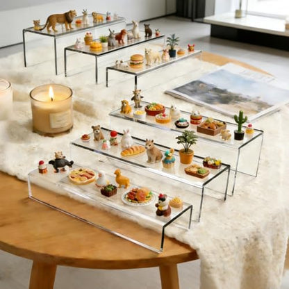 MerryNine Clear Acrylic Display Risers Stable Multi-Size | 6-Piece Set (8.66" base). Great for cosmetics, figurines, pop stands & displays. - size: 8.66 inch