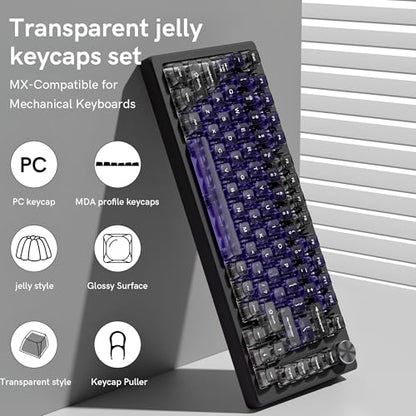 dagaladoo Clear keycaps,Transparent Keyboard keycaps,Jelly Key caps Set,Shine Through keycap,MDA Profile Keyboard caps for Mx Switches Mechanical Keyboard (Purple and Grey) - color: Purple and Grey