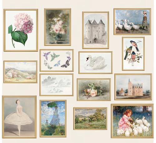 LANCHI95 15Pcs Eclectic Wall Art - Eclectic Home Decor, Vintage Wall Prints, Dorm Decor, Wall Print for Bedroom, Living Room, Office (UNFRAMED) - color: Vintage Girl Decor
