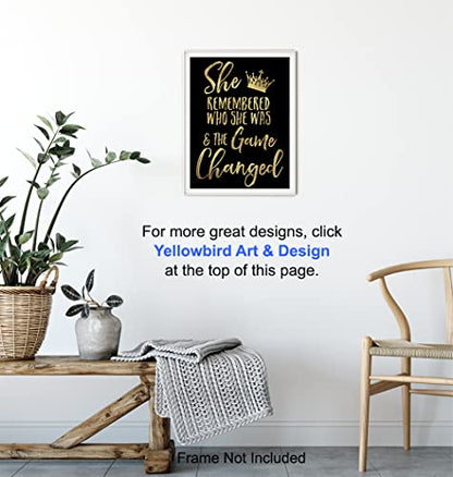 Inspiration Motivational poster for Woman - She Remembered Who She Was And the Game Changed - Teen Girls Women Bedroom Wall Art & Decor - Encouragement Gift - Motivation Saying Poster 8x10