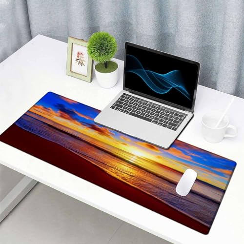 Large Extended Gaming Mouse Pad with Stitched Edges, Non-Slip Rubber Base Mouse Pad for Office, Computer, Keyboard, Laptop and Home Desk Pad 31.5X15.7 Inch Sunset Beach - color: Sunset Beach, size: 31.5L x 15.7W inches