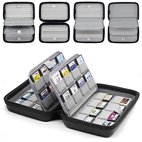 sisma 64 DS 3DS Switch Game Case Compatible with Nintendo Game Cartridges, Cards Holder Organizer Home & Travel Safekeeping Storage Case Carrying Bag - color: Black 64 Slots