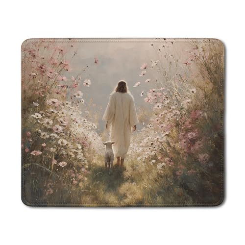 Christian Jesus with Lamb Flower Mouse Pad, Christian Jesus Gifts Mouse Pads Mousepad for Desk Office Computers Laptop, Religious Office Supplies Desk Accessories, 9.5x7.9 Inch - color: 11Child, size: 9.5x7.9