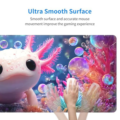 Axolotl Mouse Pad Extended Large Gaming Mouse Pad XL Stitched Edges for Gamer Home Office 31.5 X 11.8 Inch - color: Axolotl