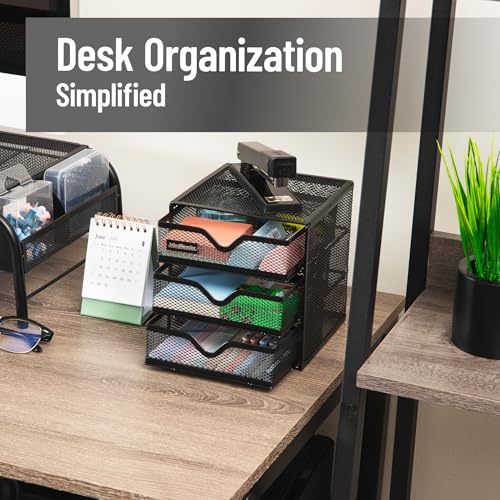 Mind Reader Desktop Accessory Storage, Desk Supplies, Organizer, Office, Metal Mesh, 6.25" L x 6.5" W x 6.5" H, Black - size: 6.25"L x 6.5"W x 6.5"H