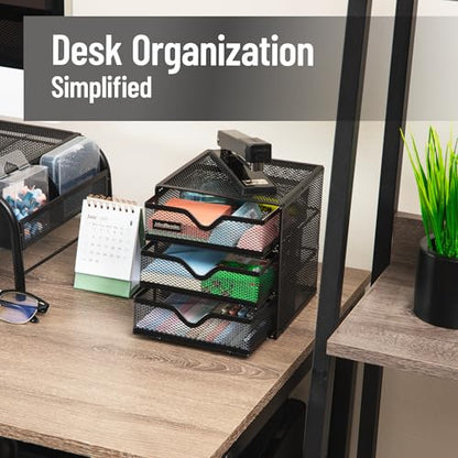 Mind Reader Desktop Accessory Storage, Desk Supplies, Organizer, Office, Metal Mesh, 6.25" L x 6.5" W x 6.5" H, Black - size: 6.25"L x 6.5"W x 6.5"H