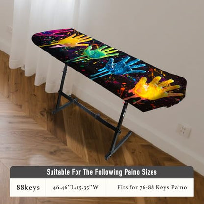 Nuxovilar Stretchy 88 Keys Keyboard Piano Dust Cover, Dust - Proof Elastic Milk Silk with Colorful Handprint Motifs for Digital Keyboards - color: LU02542