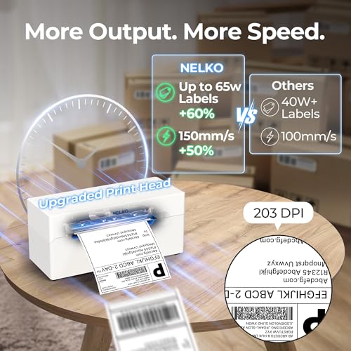 Nelko Bluetooth Thermal Shipping Label Printer, Wireless 4x6 Shipping Label Printer for Small Business, Support Android, iPhone and Windows, Widely Used for Amazon, Shopify, Etsy(White) - color: white