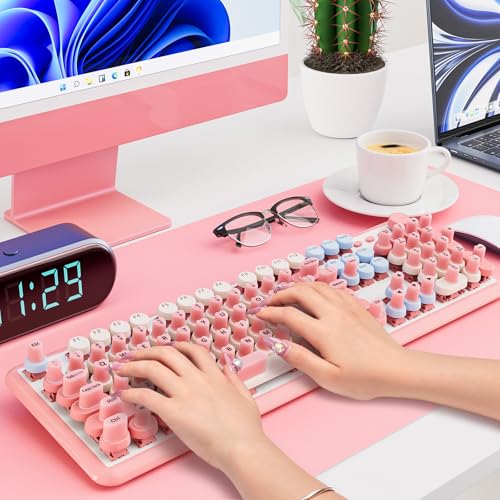 Udefineit 91PCS Long Nails Keyboard Stickers, Self-Adhesive Keyboard Bubbles for Long Nails Typing and Gaming, Heart-Shaped Silicone Keyboards Cover for Women Girls Nail Art PC Keyboards Caps - Pink - color: 91PCS - Pink