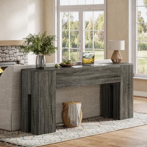 Tribesigns 71-Inch Long Console Table for Entryway, Farmhouse Sofa Console Behind Couch, Entry Table for Hallway, Foyer, Living Room, Gray - color: Grey