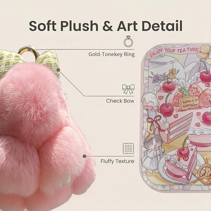 Handmade Soft Bunny Keychain, Includes Matching Tin, Charming Rabbit Design, Perfect for party gifts, Christmas. - color: Pink, size: big