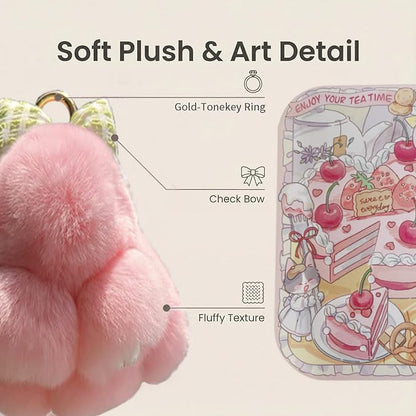 Handmade Soft Bunny Keychain, Includes Matching Tin, Charming Rabbit Design, Perfect for party gifts, Christmas. - color: Pink, size: big