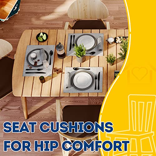 AAAAAcessories D-Shaped Chair Cushions, 2" Thick Dining Chair Pads with Ties and Removable, Machine-Washable Cover, 17" x 16", Set of 8, Brown - color: Brown, size: 8 Count(Pack of 1)