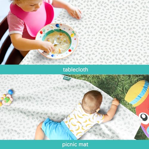 Biloban Baby Splat Mat 2 Pack for Under High Chair & Arts & Crafts & Eating Mess, 46 x 42 Inch Waterproof and Washable Spill Mat, Anti-Slip Floor Protector - color: Green Leaf