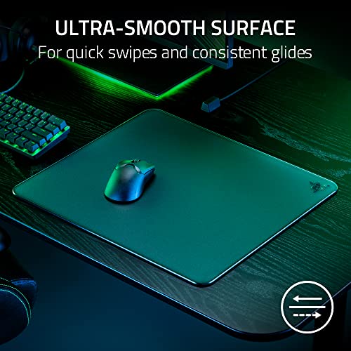 Razer Atlas Tempered Glass Gaming Mouse Mat: Ultra-Smooth Micro-Etched Surface - Dirt and Scratch-Resistant - Anti-Slip Base - Quiet Mouse Movements - Black - color: Black