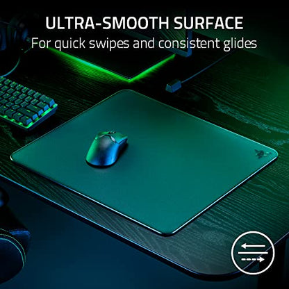 Razer Atlas Tempered Glass Gaming Mouse Mat: Ultra-Smooth Micro-Etched Surface - Dirt and Scratch-Resistant - Anti-Slip Base - Quiet Mouse Movements - Black - color: Black