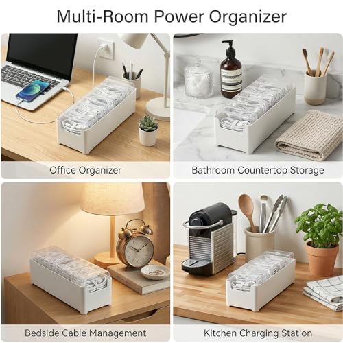 2 Pack Cable Organizer Box with 22 Mini Boxes, Clear Cord Storage Case