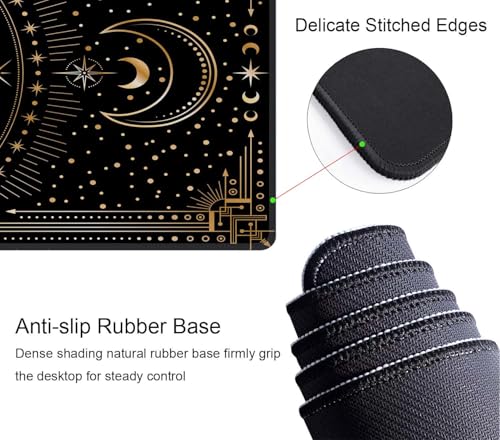 Boho Snake Witch Desk Mat Moon Phases XL Mouse Pad Large Full Desk Mousepad Gaming Extended Keyboard Mouse Mat Desk Pad for Computer Laptop 31.5''X11.8'' Non-Slip Rubber Base with Stitched Edges - color: Boho Snake Witch Moon Phases