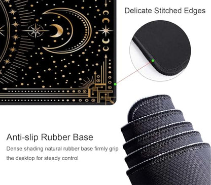 Boho Snake Witch Desk Mat Moon Phases XL Mouse Pad Large Full Desk Mousepad Gaming Extended Keyboard Mouse Mat Desk Pad for Computer Laptop 31.5''X11.8'' Non-Slip Rubber Base with Stitched Edges - color: Boho Snake Witch Moon Phases