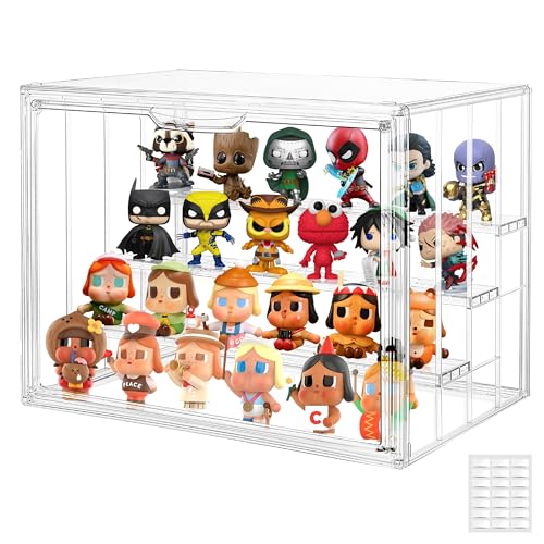 Acrylic Display Case for Collectibles, 4 Layer Adjustable Clear Figure Display Cases with Magnetic Door, Large Stackable Showcase Display Cabinet Box for Figures