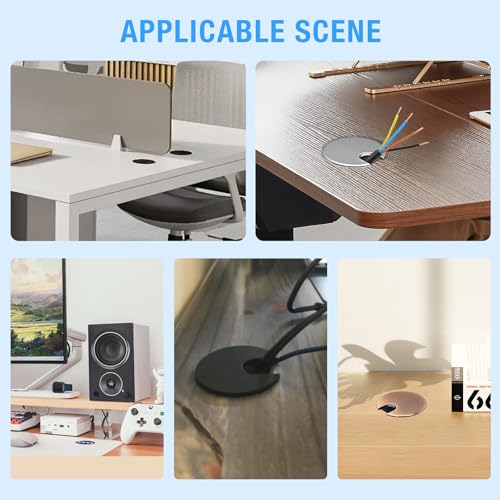 Desk Grommet 1-3/8" (35 mm), Desk Cord Hole Cover, Cable Grommet Metal Zinc Alloy Materilal, Desk Hole Grommet for Office and Home Table Cable, Detachable Cable Cord Organizer (Flat Black 1 Pcs) - size: 1-3/8" (35 mm), style: Flat Black