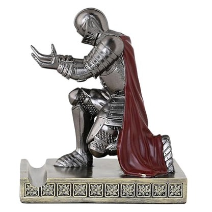 Windbreaker Soldier Knight Pen Holder Personalized Desk Accessory, Mobile Phone & Gaming Controller Holder, Device Stand Gift for Medieval Enthusiasts (Iron) - color: Iron
