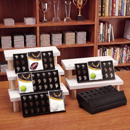 Yalikop 24 Pcs Trading Card Risers for Display Case Acrylic Modular Display Risers for Cardshow Vendor Sport Card Board Game (Lightning) - style: Lightning