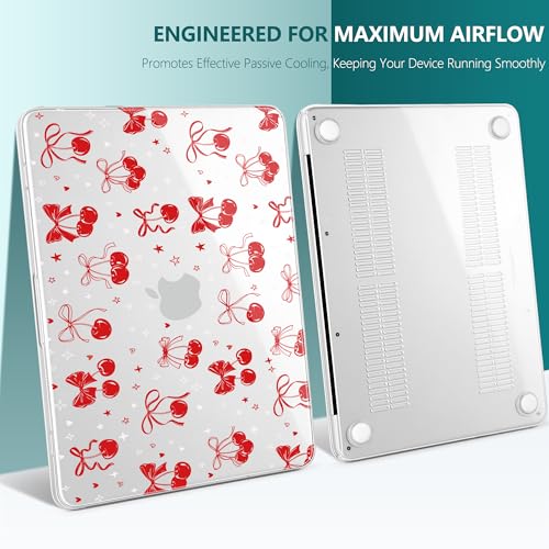 DONGKE Compatible with MacBook Neo 13 Inch Case 2026 A3404 A18 Pro chip & Touch ID, Plastic Hard Shell with Keyboard Cover, Screen Protector & Dust Plugs, Cherry & Bow - color: Cherry & Bow