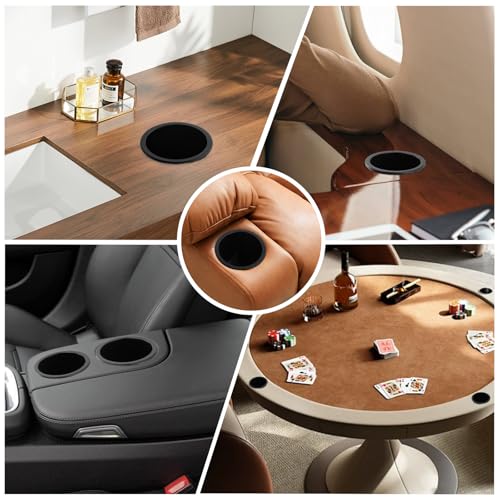 Dnyta 4pcs 4.2" x 4" Black Plastic Cup Holder Insert, Sofa Recliner Car Seat Cups Holder Replacement, Couch Cups Poker Table Cup Holders, for Table, Sofa, Boat, Truck, Car, Recline - color: 4pcs, Black, size: 4.2" x 4", Bottom U-shaped groove