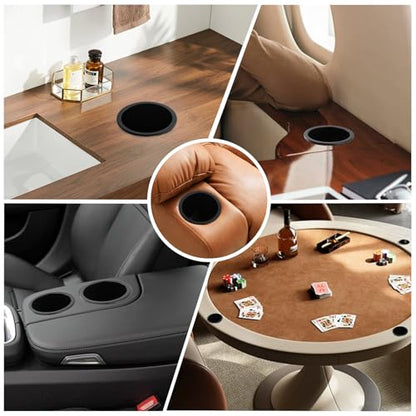 Dnyta 4pcs 4.2" x 4" Black Plastic Cup Holder Insert, Sofa Recliner Car Seat Cups Holder Replacement, Couch Cups Poker Table Cup Holders, for Table, Sofa, Boat, Truck, Car, Recline - color: 4pcs, Black, size: 4.2" x 4", Bottom U-shaped groove