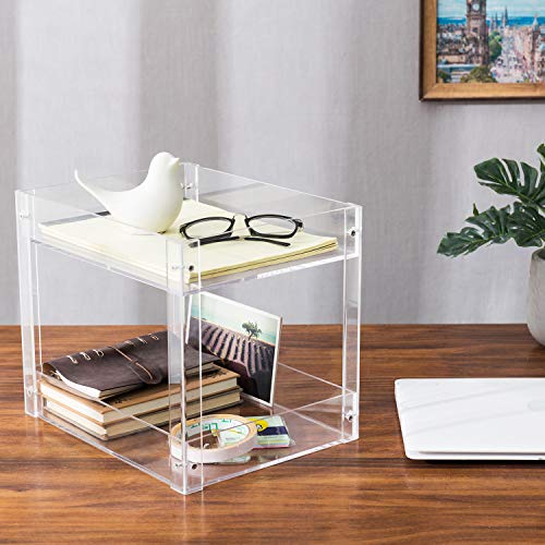 MyGift 2-Tier Premium Clear Acrylic Desk Letter Tray Organizer, A4 Size 2 Tier Document Organizer Desktop File Paper Holder Rack for Home and Office - color: Clear Acrylic