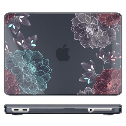 DONGKE Compatible with MacBook Neo 13 Inch Case 2026 A3404 A18 Pro chip & Touch ID, Plastic Hard Shell with Keyboard Cover, Screen Protector & Dust Plugs, Dahlia Flowers - color: Dahlia Flowers