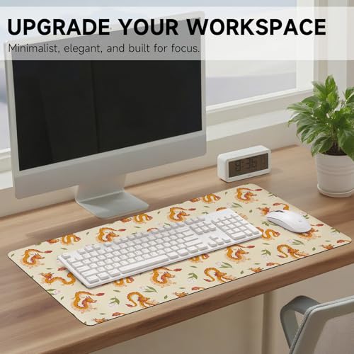 AUPET PU Leather Desk Pad Protector Blotter, Animal 35 x 17in Large Mouse Pad,Cute Office Desk Mat,Waterproof Non-Slip Desk Writing Drawing Pad for Office Home Game (Dragons) - color: Dragons
