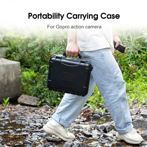 Organizer Hard Case For Gopro Hero 13/12/11/10/9/8 Creator Edition Odorless Compatible with Media Mod/Volta/Chest Mount/ Accessories Waterproof Travel Storage Carrying Case 12.4*4.7*10.4inch