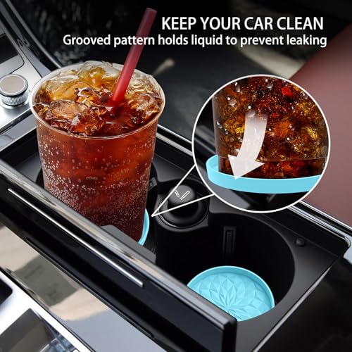 ME.FAN Car Coasters for Cup Holders [4 Pack] - 2.75In Silicone Auto Mug Mats - Universal Non-Slip Recessed Car Interior AccessoriesSky Blue - color: 4pack-sky Blue