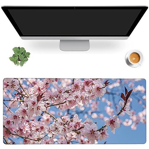 MIOAOSRT Desk Mat,Beautiful Blooming Flower Large Gaming Mouse Pad with Stitched Edges,Non-Slip Computer Mouse Pad for Desk,Extended XXL Keyboard and Mouse Pad 35.4x15.75 in - color: Beautiful Blooming Flower