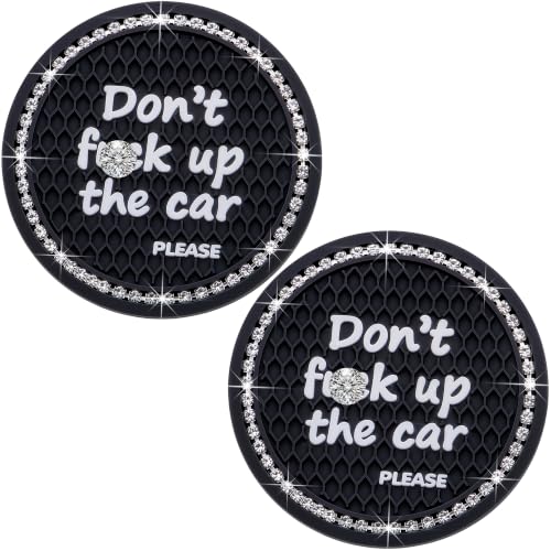2PCS Bling Crystal Rhinestone Cup Holder Coaster – 2.75 Inch Anti-Slip Auto Insert Cup Coaster – Sparkling Interior Decor Accessories for Cars & Vehicles (Black & White) - color: Alphabet Black & White, size: 2 pcs