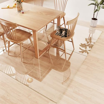 Tempered Glass Chair Mat 72"x54" – Ultra-Clear Office Chair Mat for Hardwood Floors & Low-Pile Carpets – Heavy-Duty 0.2" Scratch-Resistant Surface with Non-Slip Pads – Supports 1,000 lbs - size: 72"x54"
