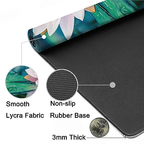 MIOAOSRT Desk Mat,Beautiful Pink Lotus Large Gaming Mouse Pad with Stitched Edges,Non-Slip Computer Mouse Pad for Desk,Extended XXL Keyboard and Mouse Pad 35.4x15.75 in - color: Beautiful Pink Lotus