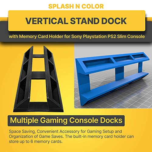 Vertical Stand Dock with Memory Card Holder Compatible with Sony PlayStation PS2 Slim Console - Space Saving, Convenient Accessory for Gaming Setup and Organization of Game Saves